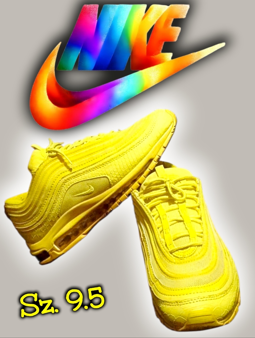 Nike Triple Yellow W/ Snakeskin Detail Air Max 97 Sneakers Sz. 9.5